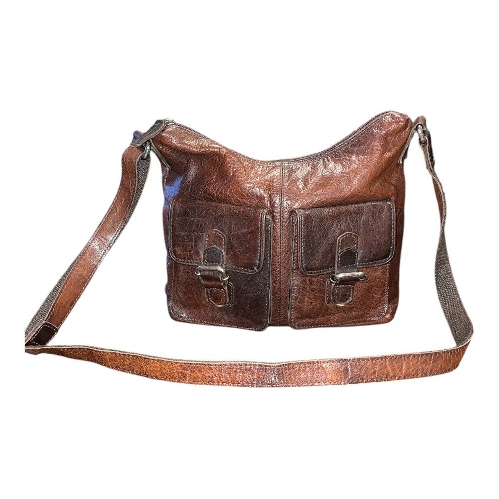 Spikes & Sparrow Leather Crossbody Purse Distressed Brown B 15